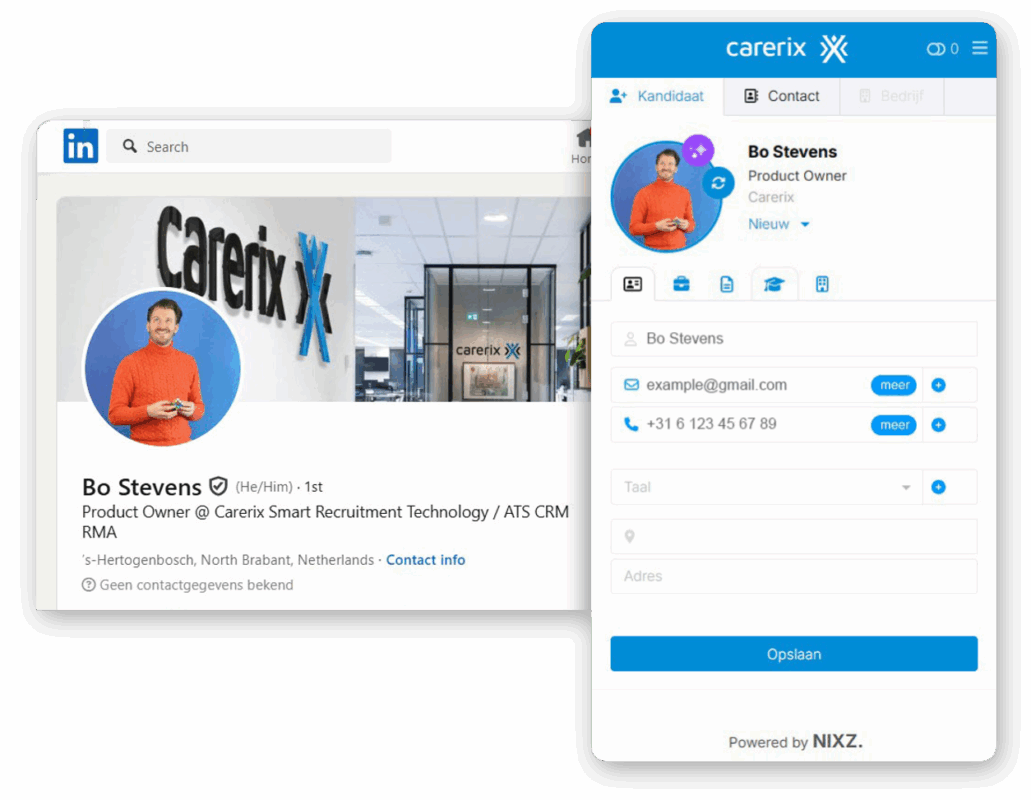 LinkedIn integratie met Carerix Chrome plugin - Match, Creëer of Update kandidaten met één klik in Carerix